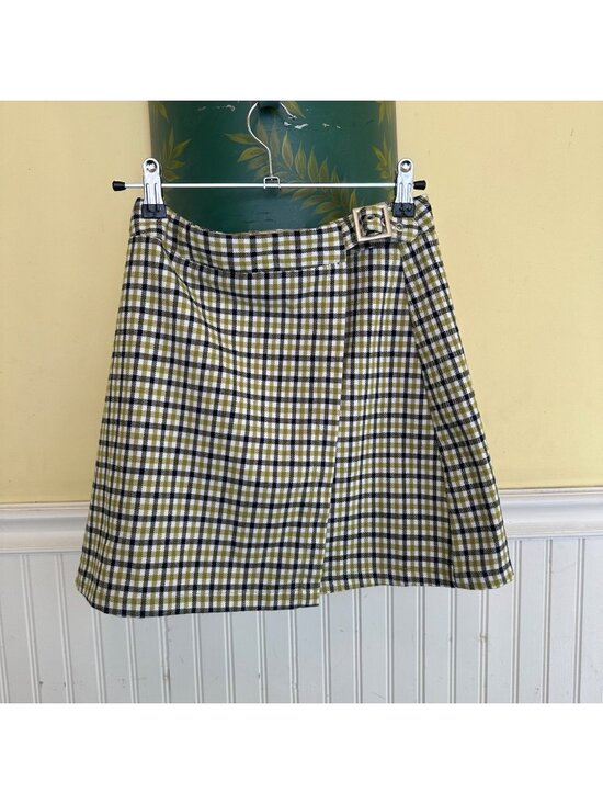 Brandy Melville Dresses & Skirts - John Galt California Check Print mini Skirt Green Blue White buckle belt S
